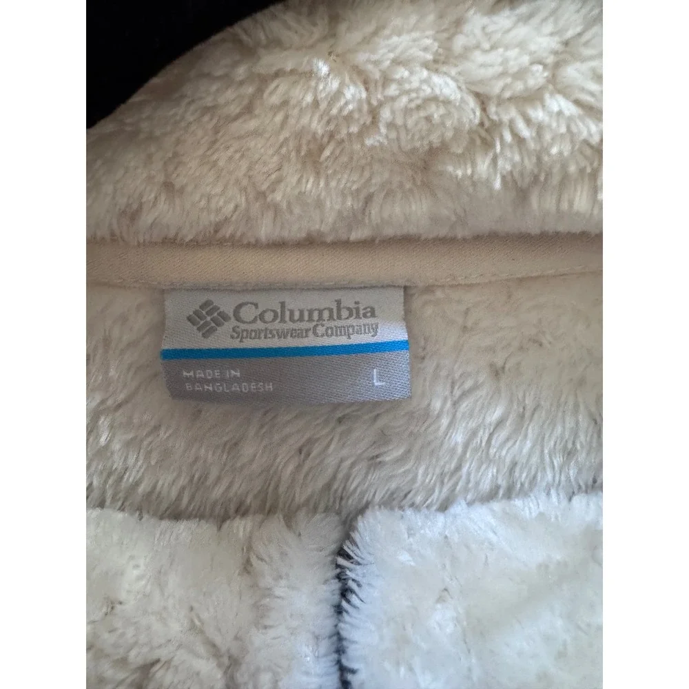Columbia Teddy Fleece Pullover Womens L Cream Half Zip Gorpcore Sherpa Sweater